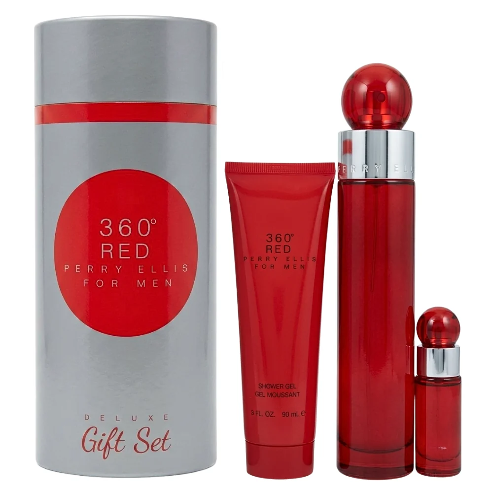 SET PERRY ELLIS 360 RED FOR MEN EDT 100ML, EDT 7.5ML, SHOWER GEL 90ML