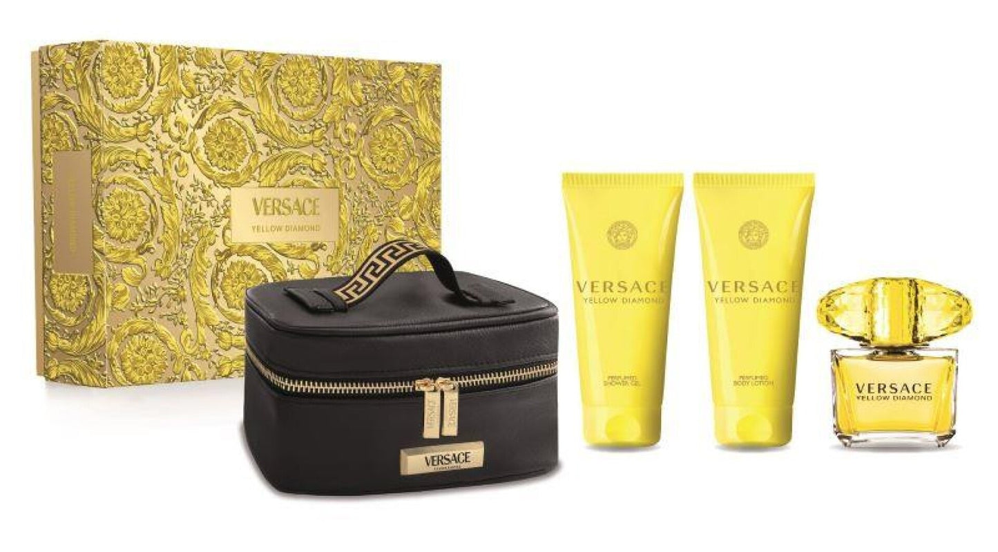 SET VERSACE YELLOW DIAMOND EDT 90ML, BODY LOTION 100ML, SHOWER GEL 100ML, COSMETIQUERA