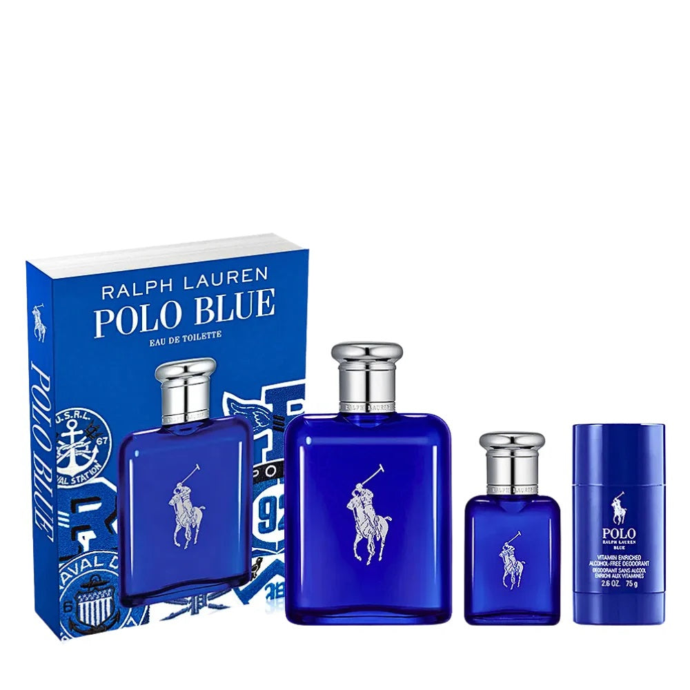 SET RALPH LAUREN POLO BLUE EDT 125ML. EDT 40ML, DESODORANTE 75ML (H)