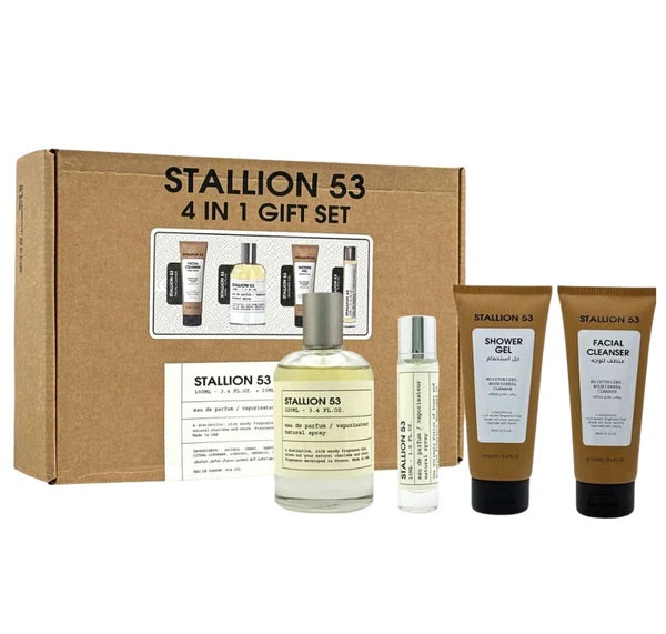 SET EMPER STALLION 53, 4 IN 1 GIFT SET EDP 100ML, EDP 15ML, LIMPIADOR FACIAL 100ML, SHOWER GEL 100ML