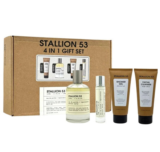 SET EMPER STALLION 53, 4 IN 1 GIFT SET EDP 100ML, EDP 15ML, LIMPIADOR FACIAL 100ML, SHOWER GEL 100ML